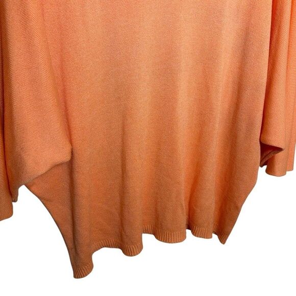 Made In Italy Sweater Women's Orange V-Neck Slouchy Dolman Pullover Knit - Picture 3 of 9